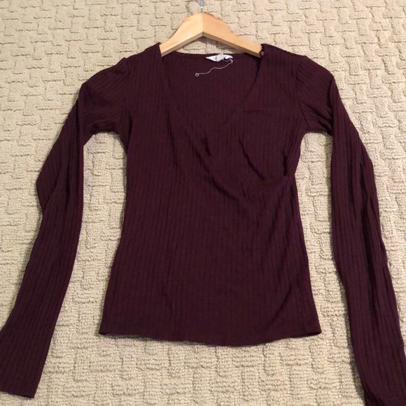 dark red wrap top - Picture 1 of 3
